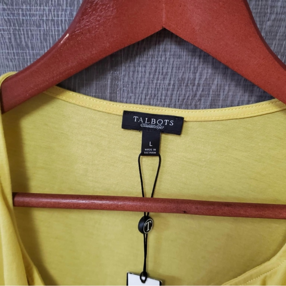 Talbots Yellow 3/4 Length Sleeves Tiered Ruffle Cardigan Blouse Large - Picture 2 of 6